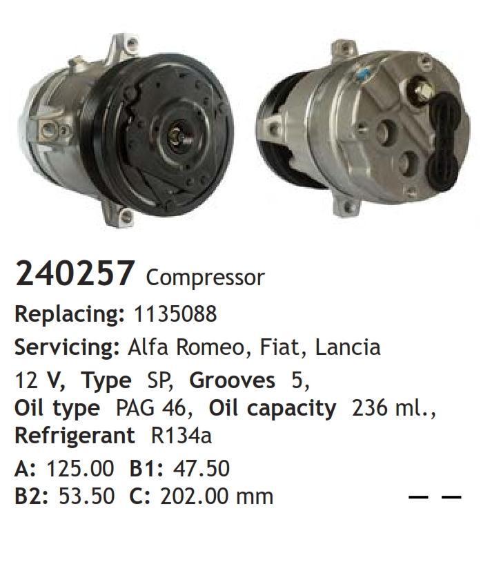 	240257 Compressor  Alfa Romeo Fiat Lancia 	